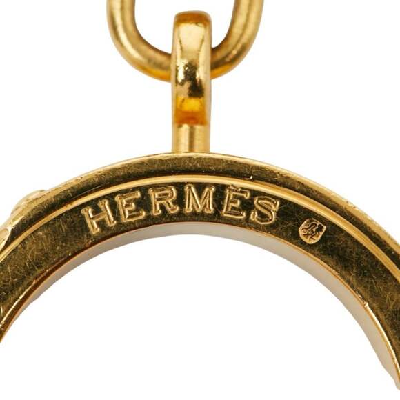 Hermes Hermès Kelly Cadena motif scarf/muffler/ring in gold and burgundy plat...